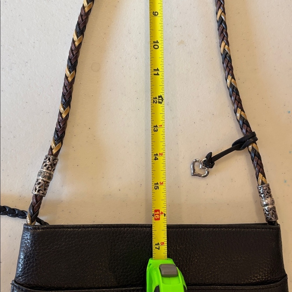 Brighton Black Leather Shoulder Bag Braided Strap - Picture 10 of 14